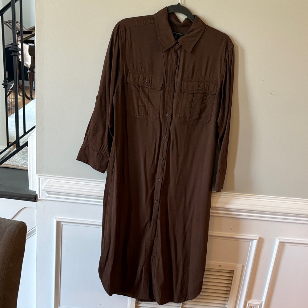 Banana Republic Factory Shirt Dress, Brown, Medium